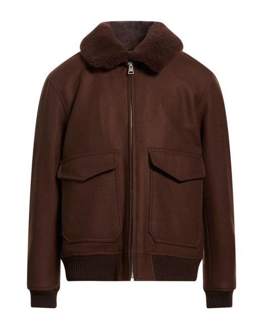 Sandro Brown Jacket Virgin Wool, Polyamide, Cashmere for men