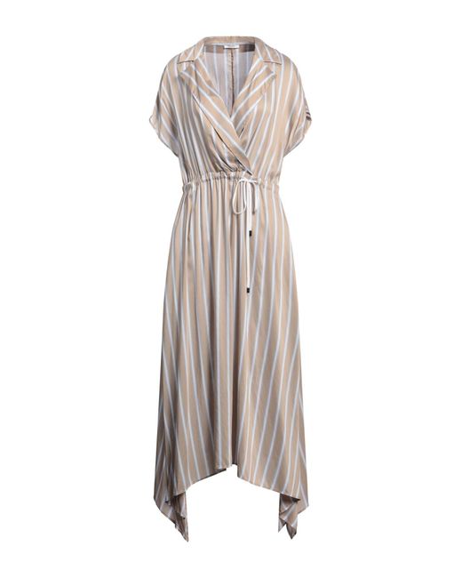 Peserico Natural Khaki Maxi Dress Viscose, Silk, Cotton