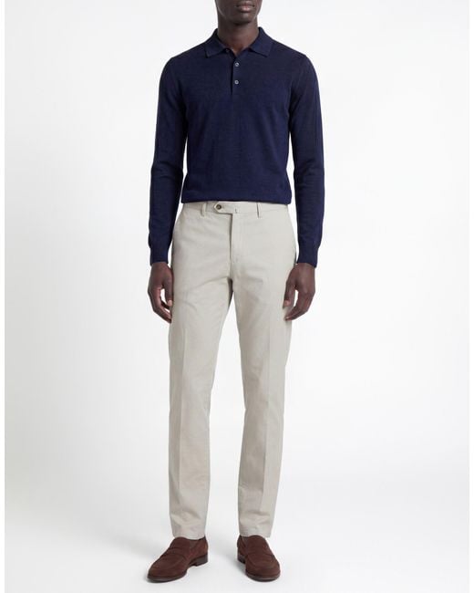 PT Torino Gray Light Pants Cotton, Silk, Elastane for men
