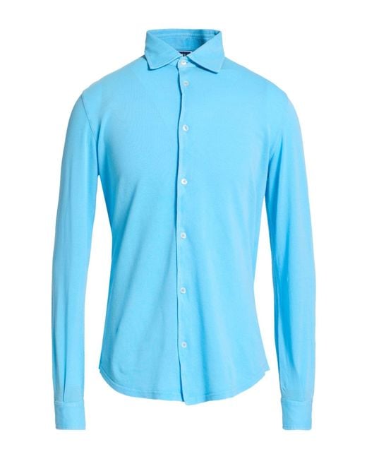 Fedeli Blue Shirt Cotton for men