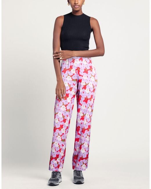 BERNADETTE Red Pants Silk