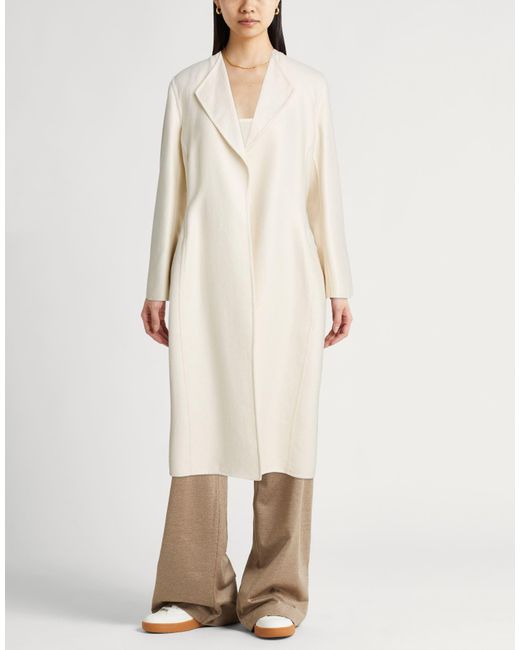 Agnona Natural Ivory Overcoat & Trench Coat Cashmere, Silk