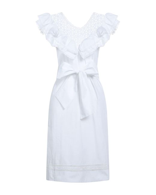 Loretta Caponi White Midi Dress