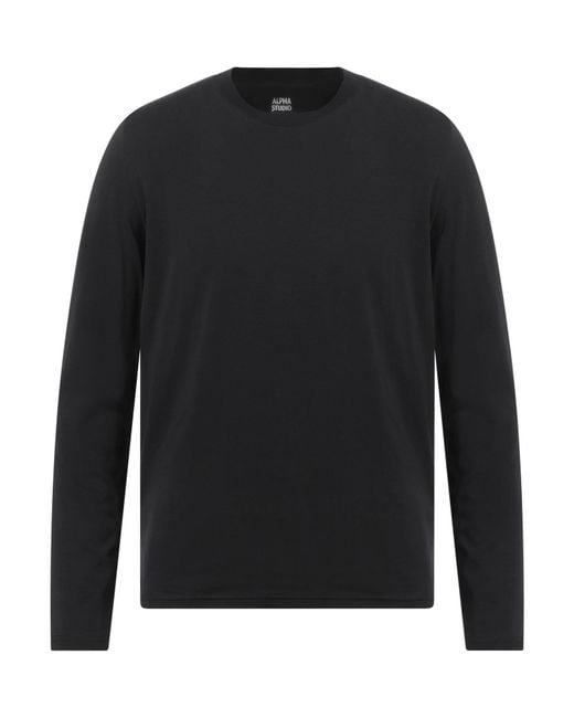 Alpha Studio Black T-Shirt Cotton, Elastane for men