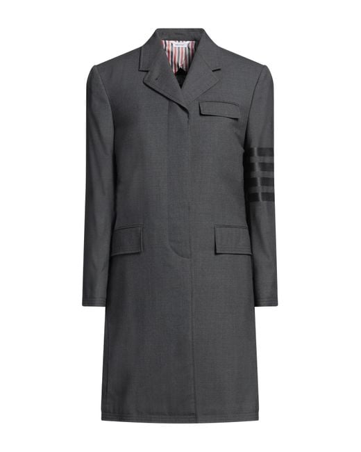 Thom Browne Gray Overcoat & Trench Coat Wool