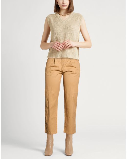 Liu Jo Natural Camel Pants Cotton, Elastane