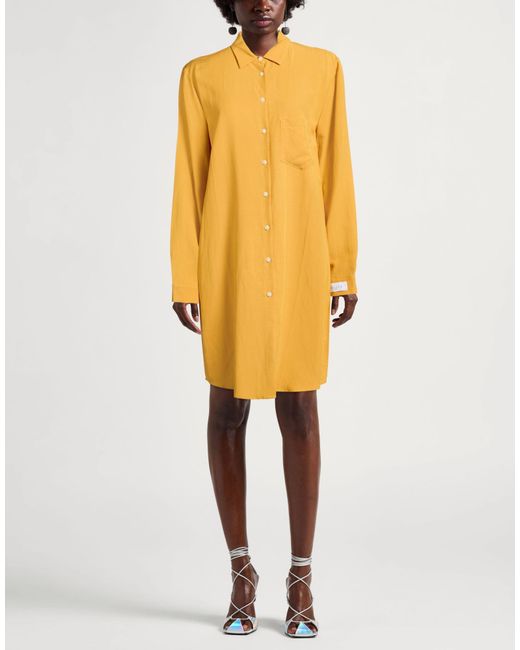 Gaelle Paris Yellow Mustard Mini Dress Viscose, Linen