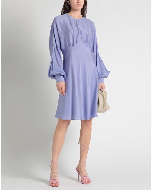 Moschino Blue Lilac Midi Dress Acetate, Silk