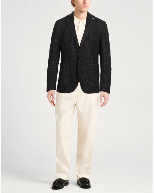 L.b.m. 1911 Black Blazer Wool, Polyester, Polyamide for men
