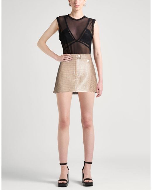Courreges Natural Mini Skirt Cotton, Polyurethane, Elastane