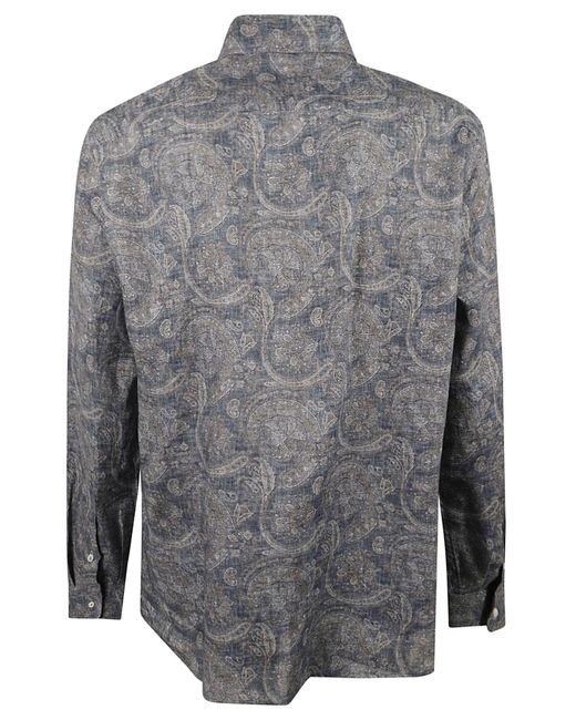 Camicia Jeans di Brunello Cucinelli in Gray da Uomo