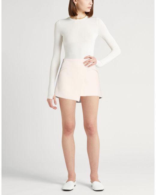 Semicouture Natural Mini Skirt Polyester, Virgin Wool, Elastane