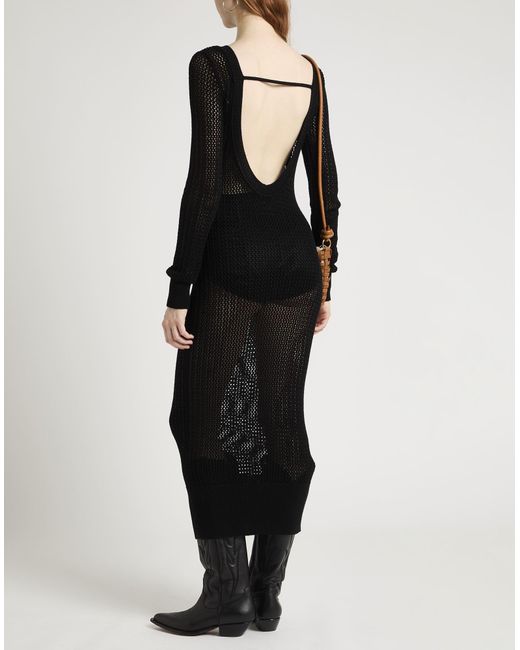 Patrizia Pepe Black Maxi Dress Viscose, Polyamide