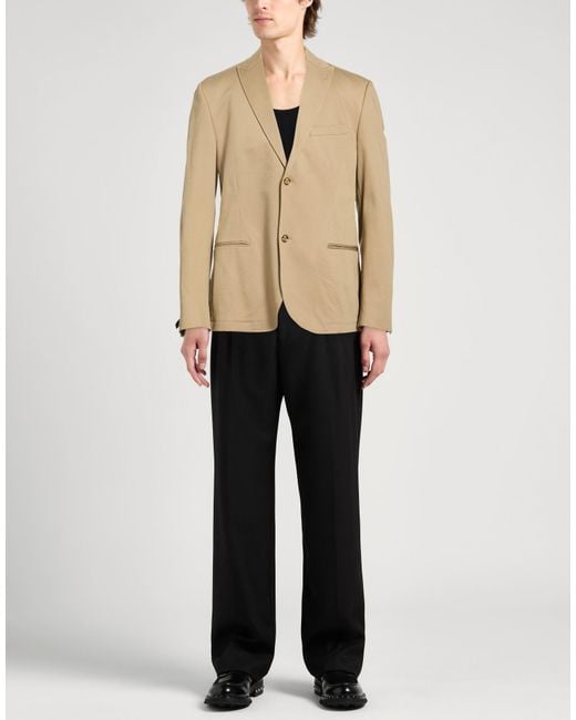 Daniele Alessandrini Natural Sand Blazer Cotton, Elastane for men