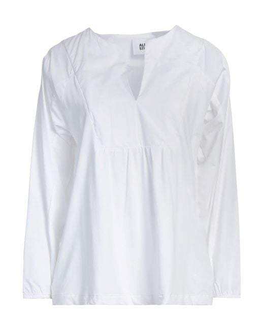 Alpha Studio White Top Cotton, Elastane