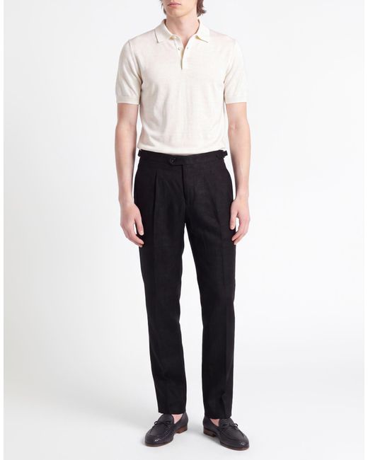 Luigi Borrelli Napoli Black Pants Linen for men