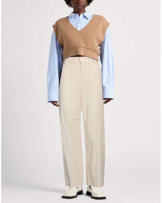 Barena White Sand Pants Cotton, Elastane