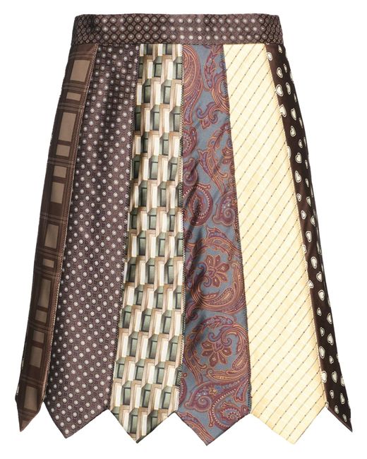 Moschino Brown Dark Midi Skirt Polyester, Silk