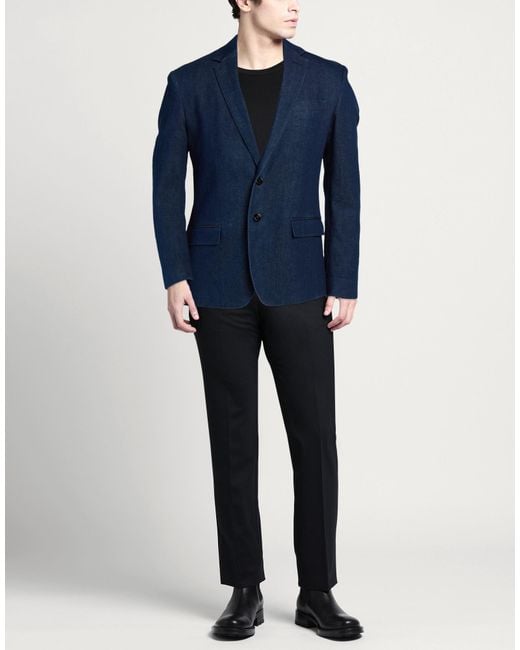 Dondup Blue Blazer Cotton, Elastomultiester, Elastane for men