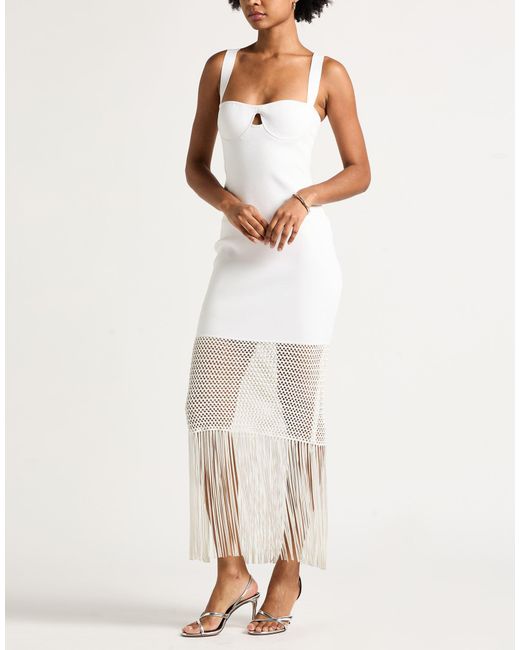 Galvan White Maxi Dress Viscose, Polyester, Polyamide, Elastane