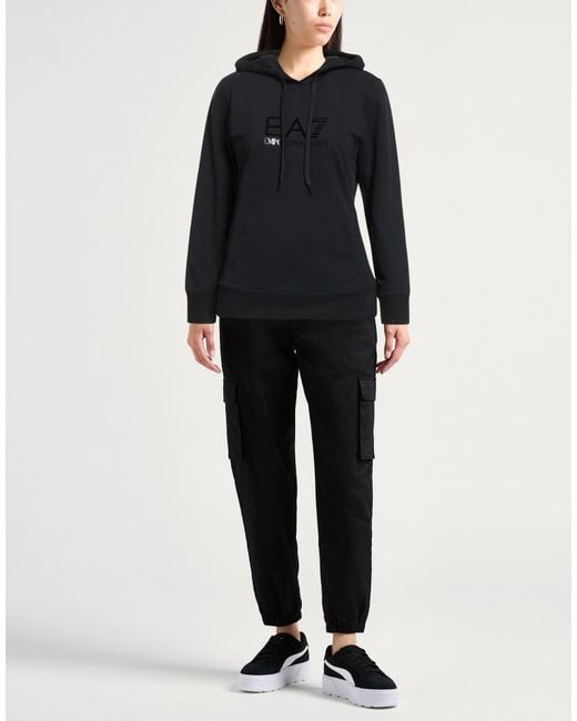 EA7 Black Sweatshirt Cotton, Elastane