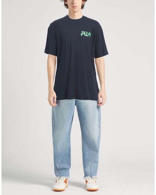 Palm Angels Blue Midnight T-Shirt Cotton for men