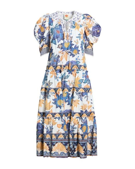 Farm Rio Blue Summer Flowers Off- Maxi Dress Maxi Dress Cotton
