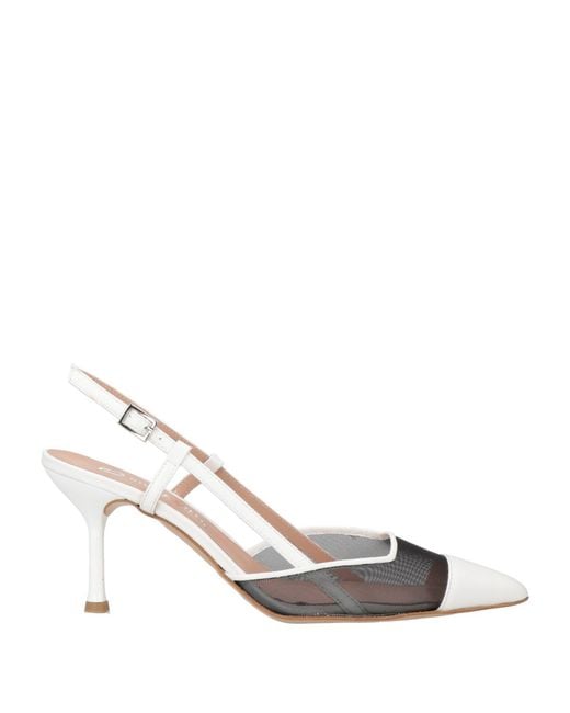 Divine Follie White Pumps Leather, Textile Fibers
