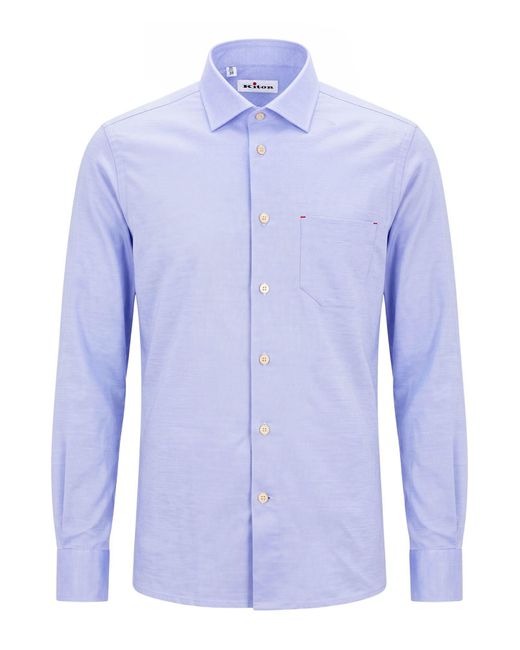Kiton Blue Lilac Shirt Cotton for men