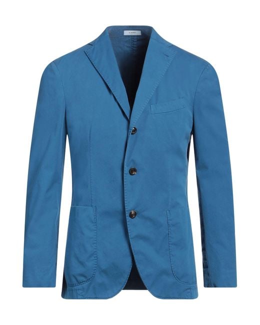 Boglioli Blue Azure Blazer Cotton, Elastane, Cupro for men