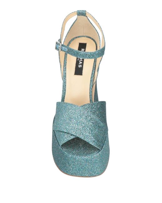 Rochas Blue Sandals Textile Fibers