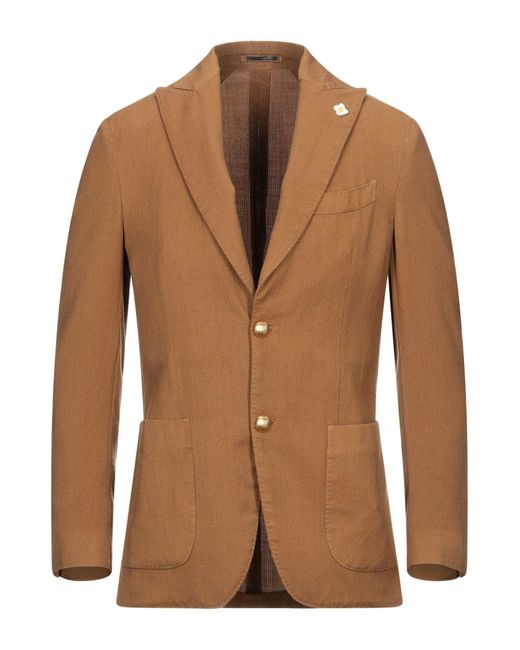 Lardini Brown Blazer Wool, Silk for men