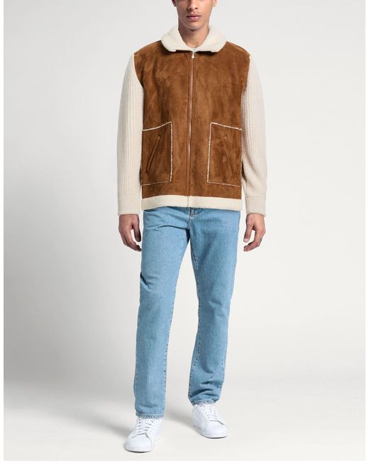 Gran Sasso Brown Tan Jacket Virgin Wool, Polyester for men