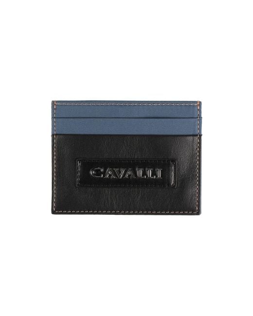 Roberto Cavalli Blue Cardholder Polyester, Cow Leather for men