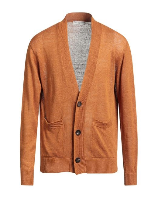 FILIPPO DE LAURENTIIS Orange Cardigan Linen, Silk for men
