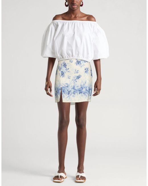 Twinset Blue Azure Mini Skirt Linen, Cotton