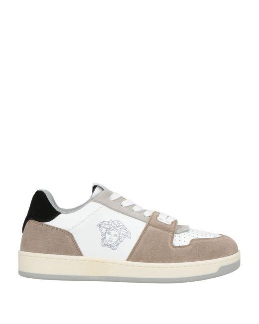 Versace Natural Khaki Sneakers Calfskin, Textile Fibers for men