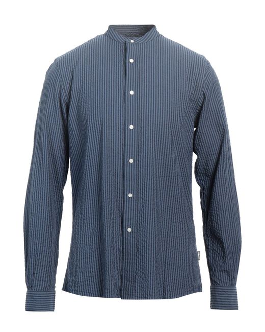 Aspesi Blue Jacquard Mandarin Collar Shirt for men