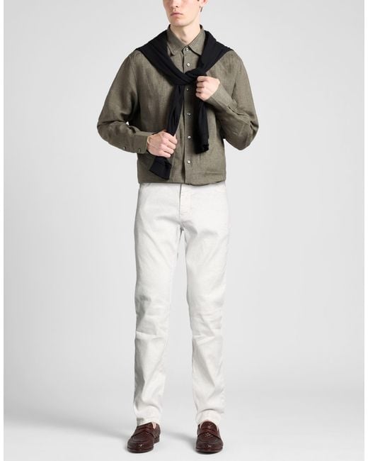 120% Lino White Light Pants Linen, Cotton, Elastane for men