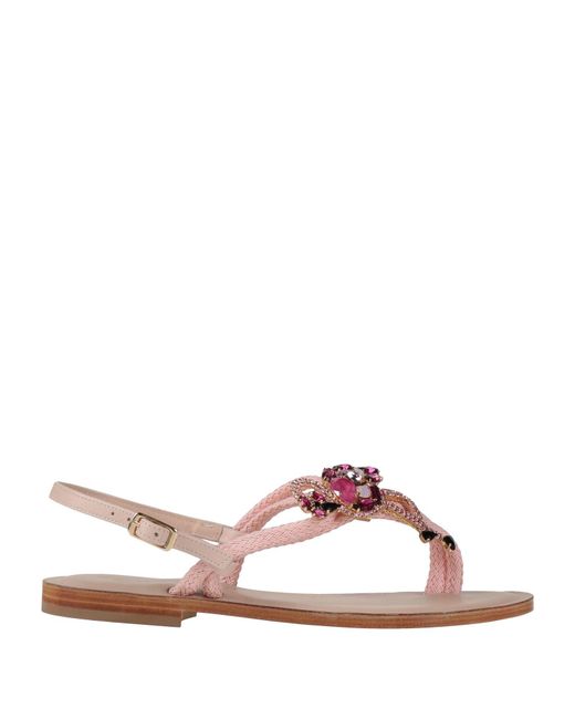 Paola Fiorenza Brown Thong Sandal Textile Fibers