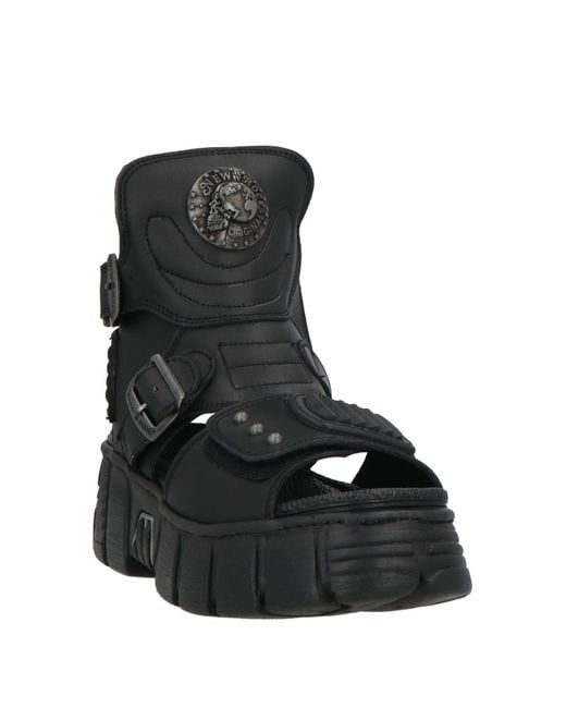 New Rock Black Sandals Textile Fibers