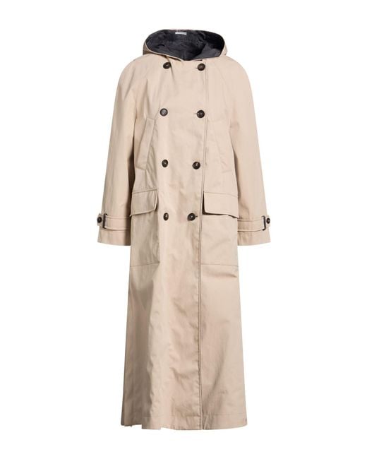 Brunello Cucinelli Natural Overcoat & Trench Coat Cotton, Polyamide, Polyurethane