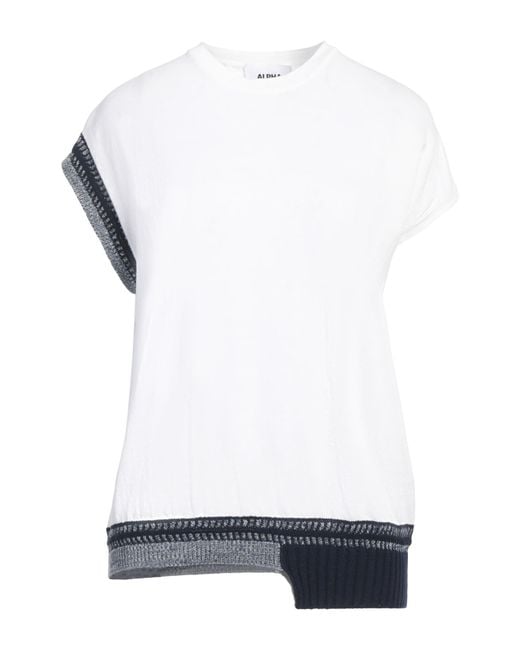 Alpha Studio White Sweater Cotton