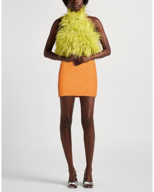 Versace Jeans Couture Orange Mini Skirt Polyamide, Elastane