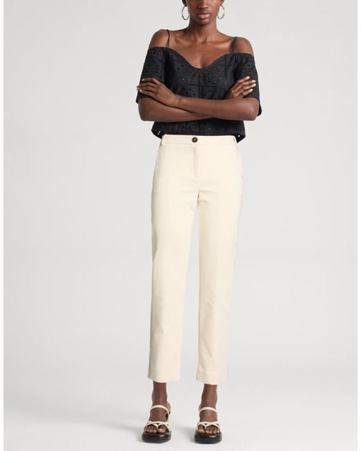 Marella White Pants Cotton, Polyamide, Elastane