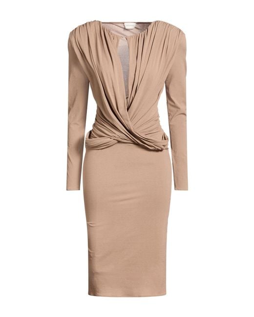 Magda Butrym Natural Sand Midi Dress Silk, Elastane