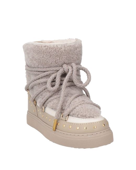 Inuikii Gray Ankle Boots Shearling