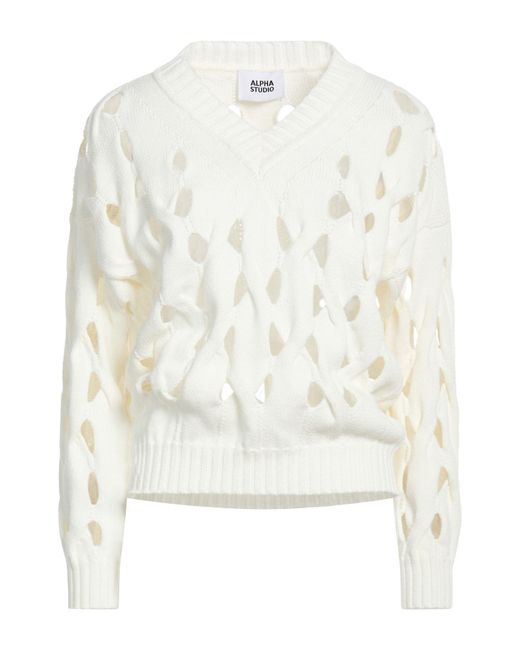 Alpha Studio White Pullover