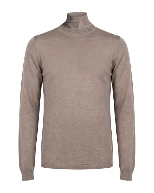 Rick Owens Brown Khaki Turtleneck Virgin Wool for men