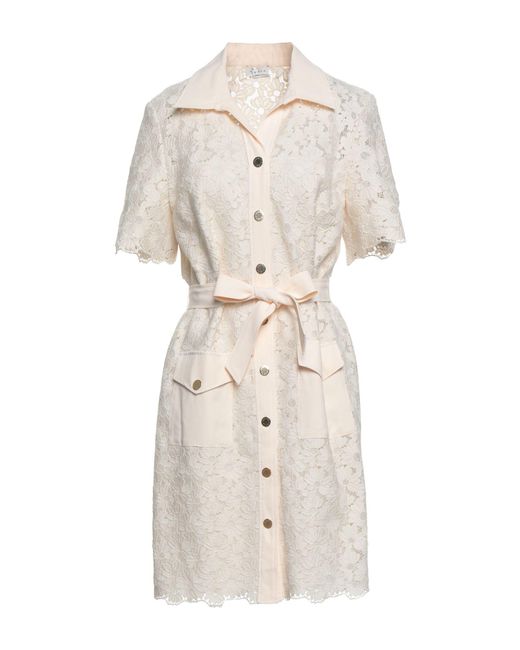 Sandro Natural Ivory Mini Dress Cotton, Polyester
